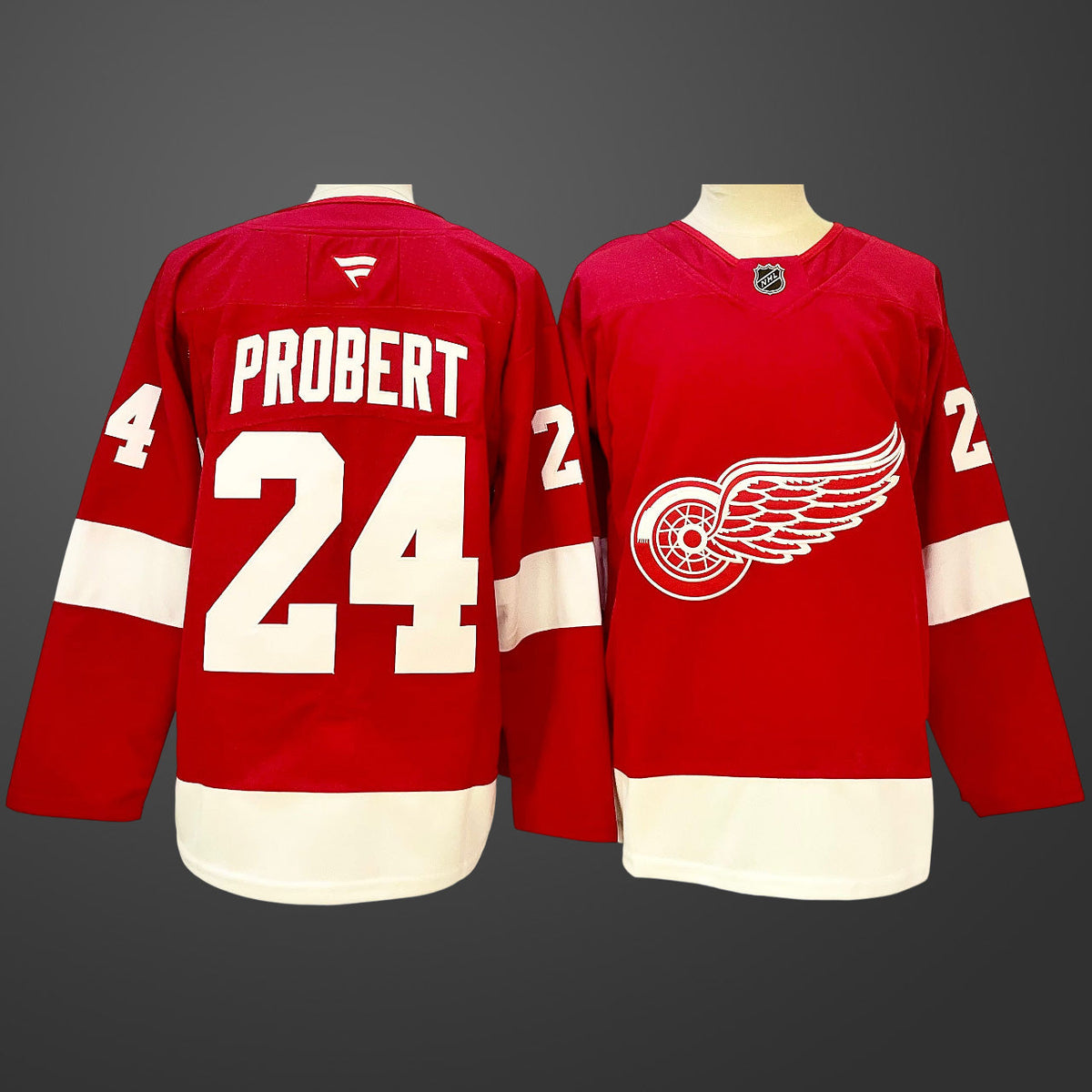 #24 Bob Probert Red Detroit Red Wings Jersey