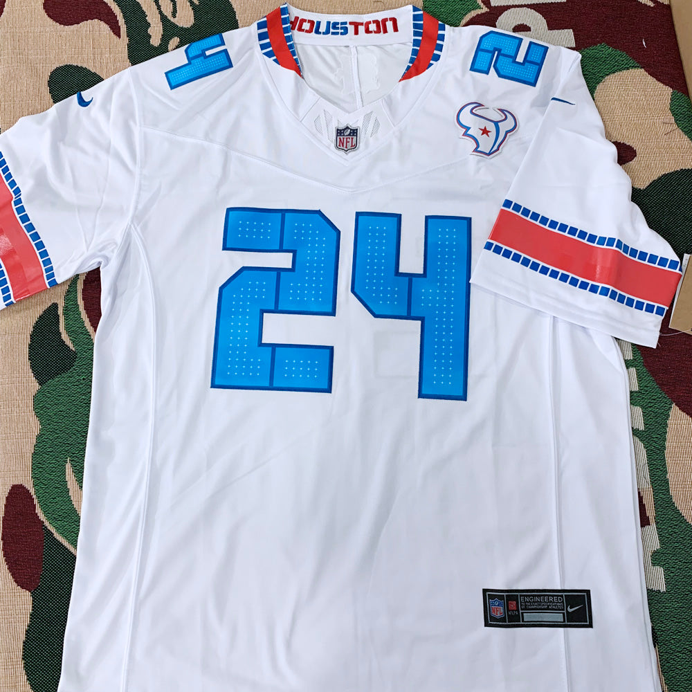 Men’s Houston Texans #24 Derek Stingley Jr. White 2026 F.U.S.E. ‘HOUSTON/US’ Rivalries Collection Limited Stitched Football Jersey