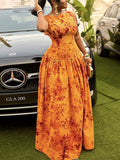 Bodycon Sleeveless Pleated Zipper Round-Neck Maxi Dresses