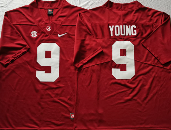 Alabama Crimson Tide Red #9 YOUNG Stitched Jersey