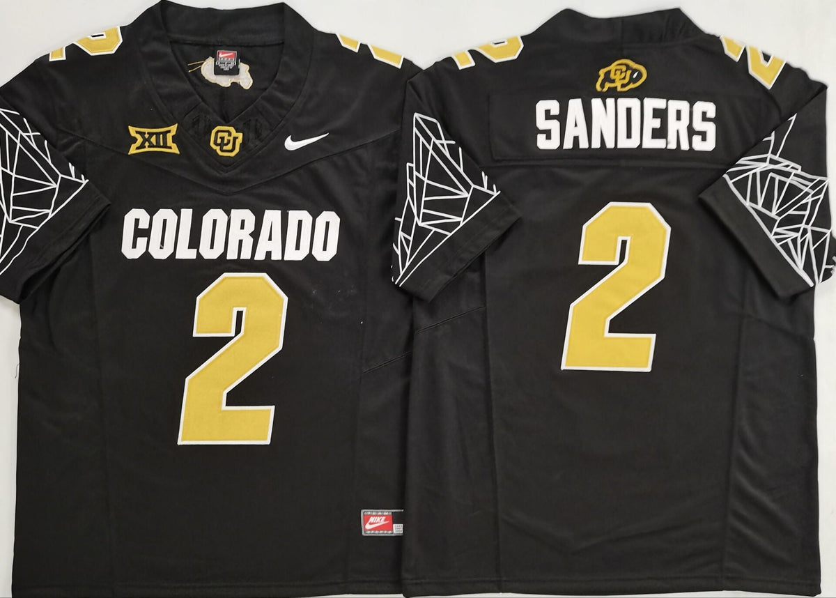 COLORADO BUFFALOES Black #2 SANDERS Stitched Jersey