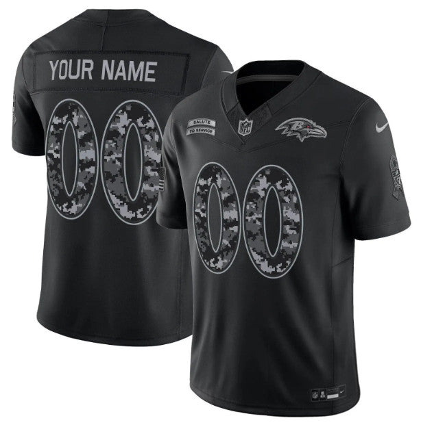 Custom Men/Women/Youth Baltimore Ravens 2026 Salute to Service Black Limited Stitched Jersey