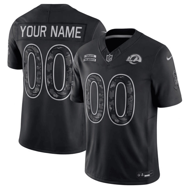 Custom Men/Women/Youth Los Angeles Rams 2026 Salute to Service Black Limited Stitched Jersey