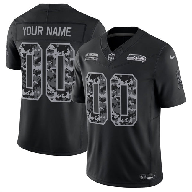 Custom Men/Women/Youth Seattle Seahawks49ers 2026 Salute to Service Black Limited Stitched Jersey