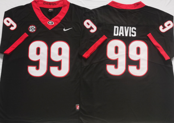 Georgia Bulldogs Black #99 DAVIS Stitched Jersey