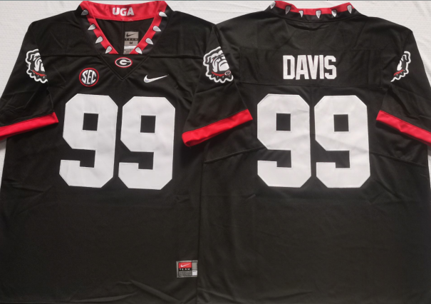 Georgia Bulldogs Black 99 DAVIS Stitched Jersey