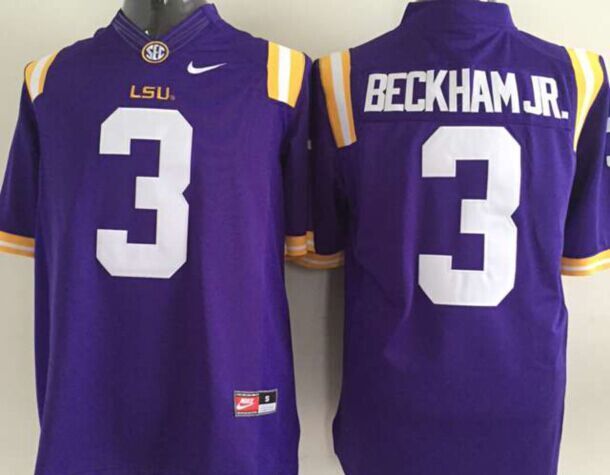 LSU Tigers #3 Purple Beckham JR. Stitched Jersey