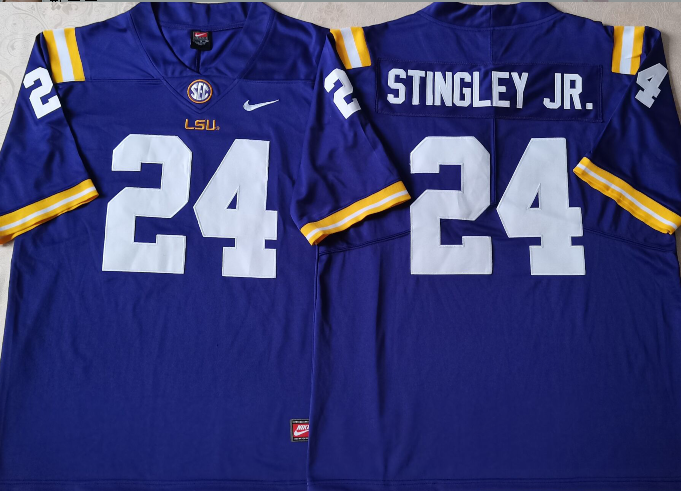 LSU Tigers Purple #24 STINGLEY JR. Stitched Jersey