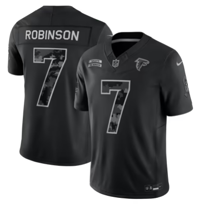 Men’s Atlanta Falcons #7 Bijan Robinson 2026 Salute to Service Black Limited Stitched Jersey