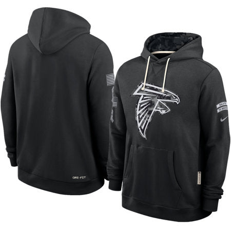 Men’s Atlanta Falcons Nike Black 2026 Salute to Service Sideline Dri-FIT Pullover Hoodie