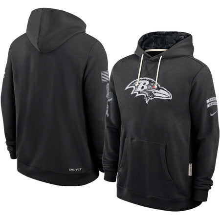 Men’s Baltimore Ravens Nike Black 2026 Salute to Service Sideline Dri-FIT Pullover Hoodie