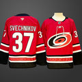 Men’s Carolina Hurricanes #37 Andrei Svechnikov Red 2024-25 Home Stitched Hockey Jersey