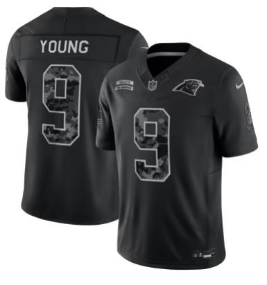 Men’s Carolina Panthers #9 Bryce Young 2026 Salute to Service Black Limited Stitched Jersey