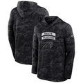 Men’s Carolina Panthers Black 2026 Salute to Service Sideline Lightweight Dri-FIT Long Sleeve Top Hoodie