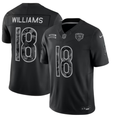 Men’s Chicago Bears #18 Caleb Williams 2026 Salute to Service Black Limited Stitched  Jersey