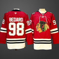 Men’s Chicago Blackhawks #98 Connor Bedard Red Centennial  Stitched Hockey Jersey