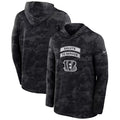Men’s Cincinnati Bengals Black 2026 Salute to Service Sideline Lightweight Dri-FIT Long Sleeve Top Hoodie