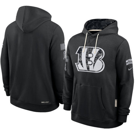Men’s Cincinnati Bengals Nike Black 2026 Salute to Service Sideline Dri-FIT Pullover Hoodie