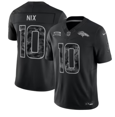 Men’s Denver Broncos #10 Bo Nix 2026 Salute to Service Limited Stitched Black Jersey