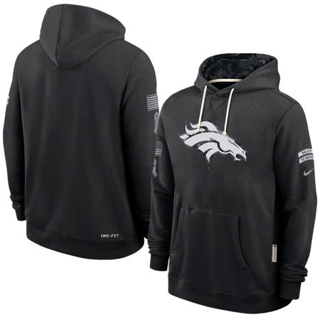 Men’s Denver Broncos Nike Black 2026 Salute to Service Sideline Dri-FIT Pullover Hoodie