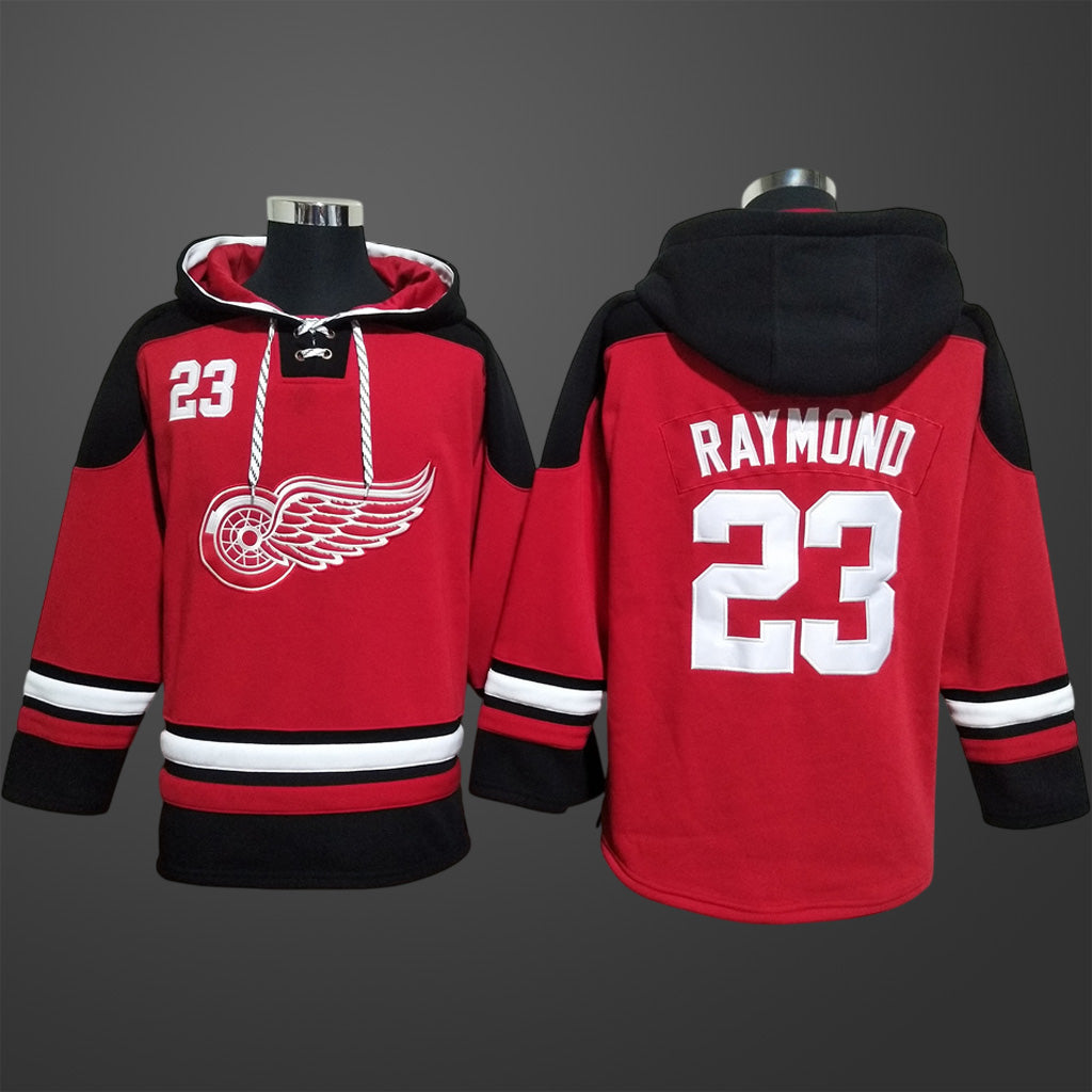Men’s Detroit Red Wings #23 Lucas Raymond Stitched Hoodie