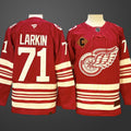 Men’s Detroit Red Wings #71 Dylan Larkin Red 2025-26 With C Patch Centennial Premium Stitched Jersey
