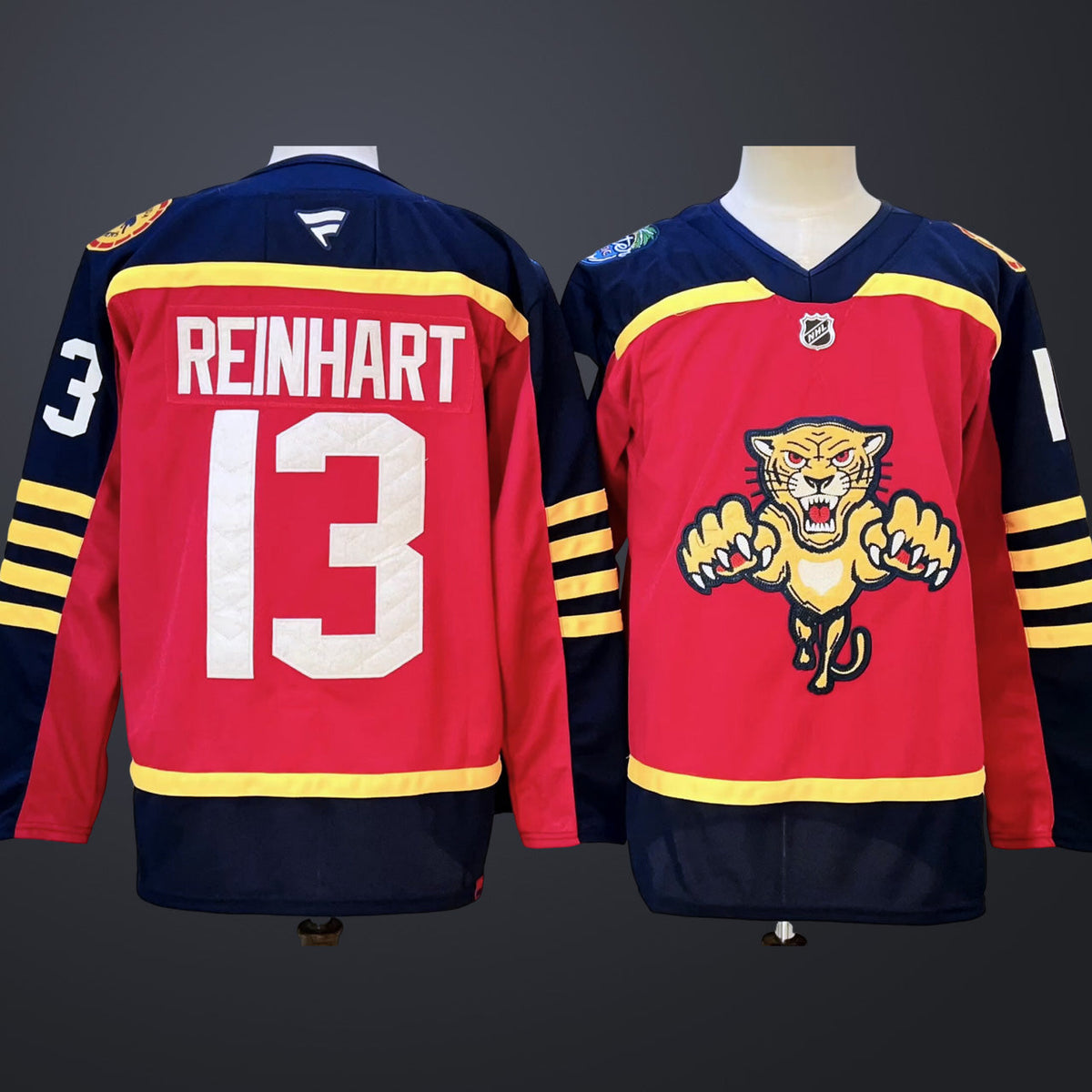 Men’s Florida Panthers #13 REINHART Red Stitched Hockey Jersey