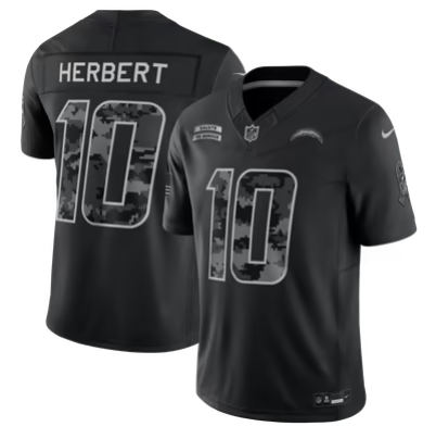 Men’s Los Angeles Chargers #10 Justin Herbert 2026 Salute to Service Black Limited Stitched Jersey
