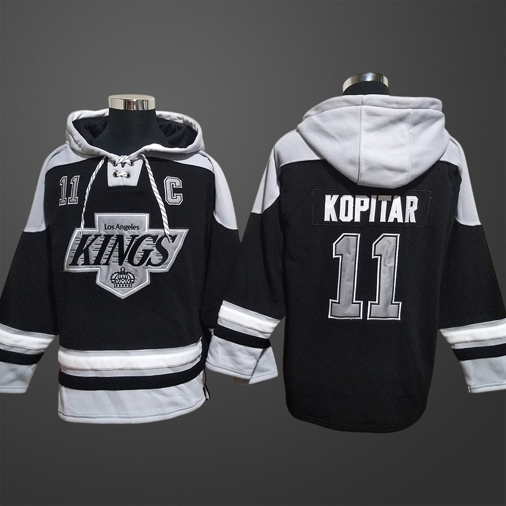 Men’s Los Angeles Kings #11 Anze Kopitar Black Stitched Hoodie