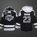 Men’s Los Angeles Kings #23 Brown Black Stitched Hoodie