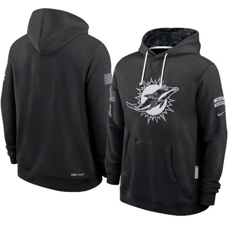Men’s Miami Dolphins Nike Black 2026 Salute to Service Sideline Dri-FIT Pullover Hoodie