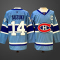 Men’s Montreal Canadiens #14 Nick Suzuki Blue 2023-24 Reverse Retro Stitched Jersey
