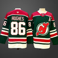 Men’s New Jersey Devils #86 Jack Hughes GreenRed 2024-25 With A Patch Stitched Hockey Jersey