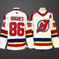 Men’s New Jersey Devils #86 Jack Hughes WhiteRed 2024-25 With A Patch Stitched Hockey Jersey