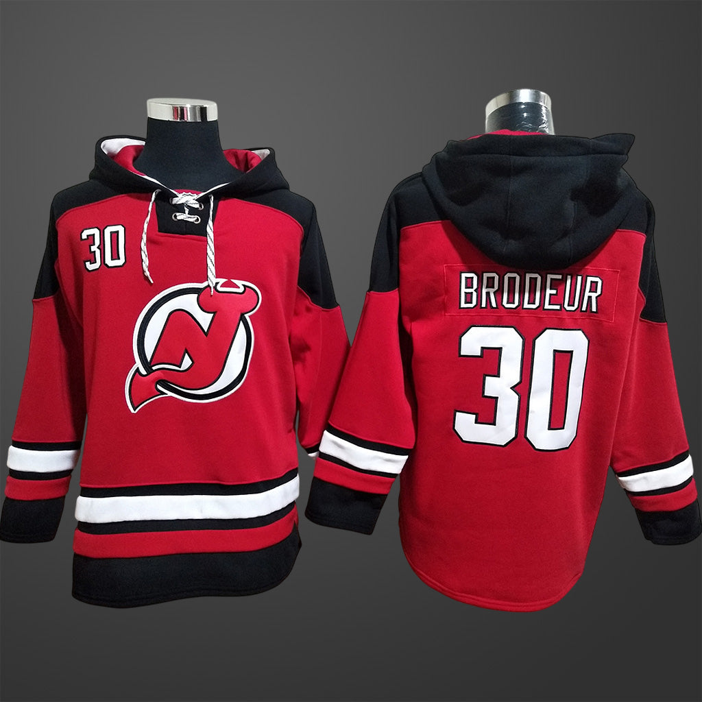 Men’s New Jersey Devils Martin Brodeur #30 Stitched Hoodie Red