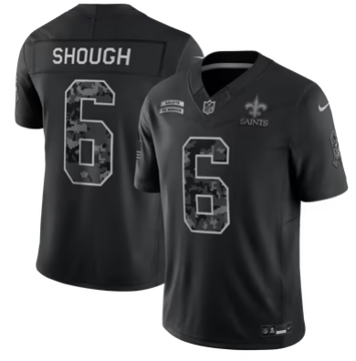 Men’s New Orleans Saints #6 Tyler Shough 2026 Salute to Service Black Limited Stitched Jersey