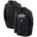 Men’s New Orleans Saints Black 2026 Salute to Service Sideline Lightweight Dri-FIT Long Sleeve Top Hoodie
