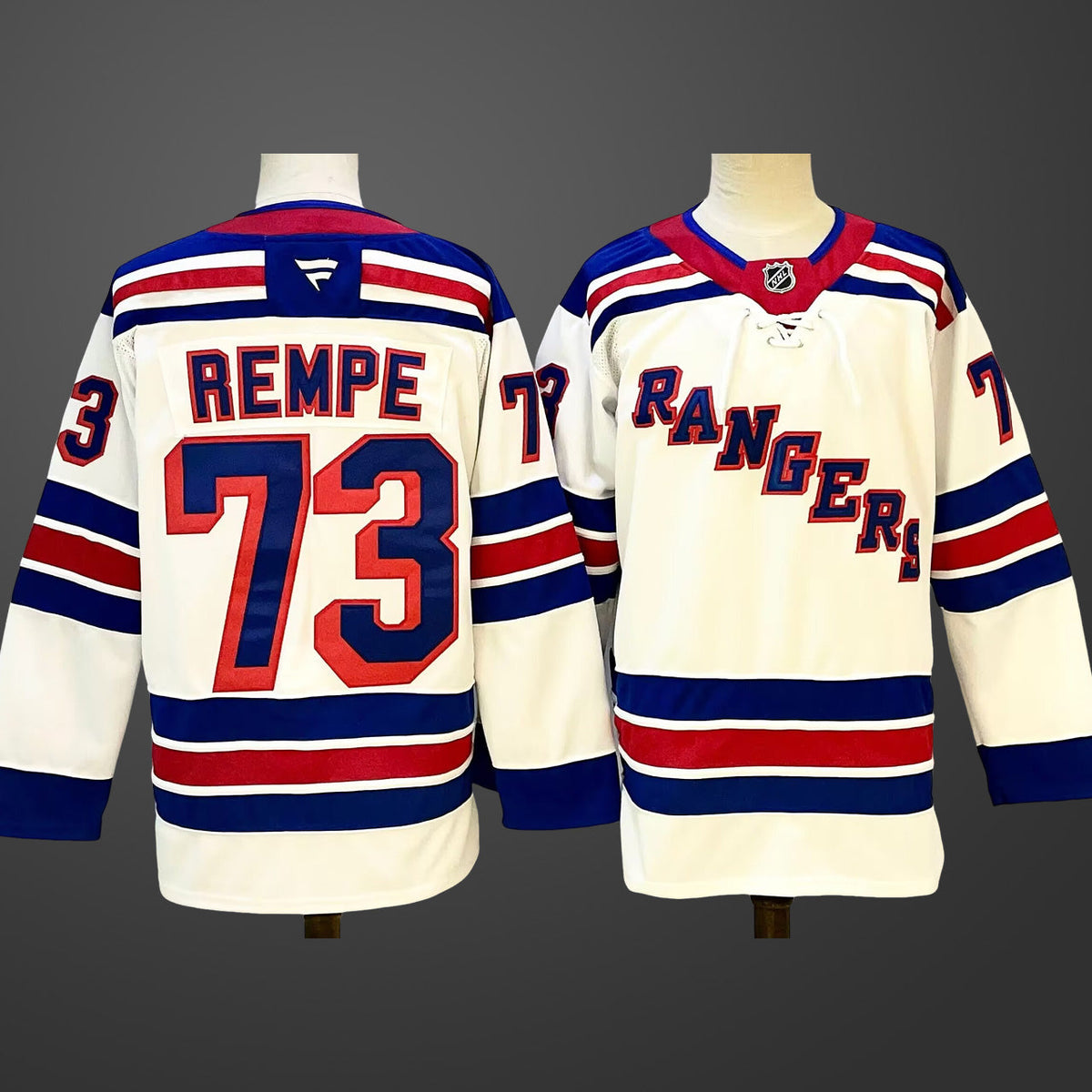 Men’s New York Rangers #73 Matt Rempe White 2024-25 Away Stitched Hockey Jersey