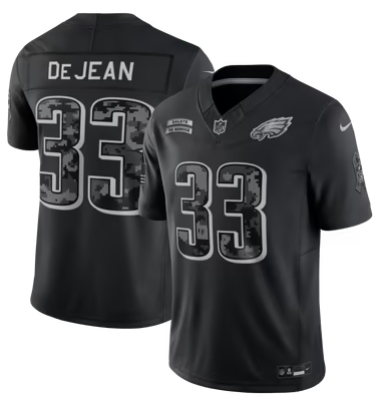 Men’s Philadelphia Eagles #33 Cooper DeJean 2026 Salute to Service Black Limited Stitched Jersey