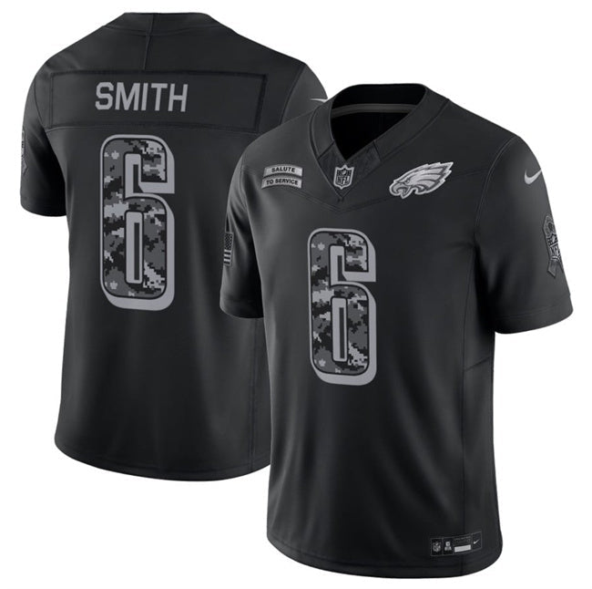 Men’s Philadelphia Eagles #6 DeVonta Smith 2026 Salute to Service Black Limited Stitched Jersey