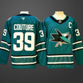 Men’s San Jose Sharks #39 Logan Couture Black 2024-25 With C Patch Home Stitched Jersey