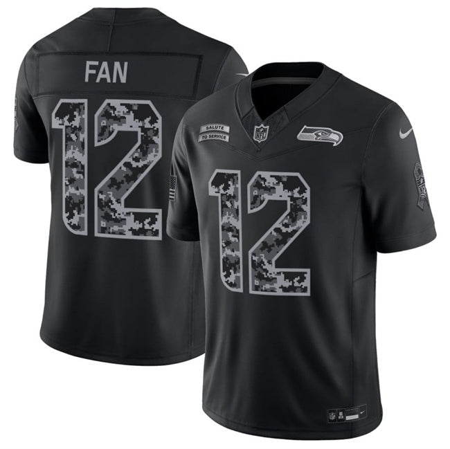 Men’s Seattle Seahawks #12 Fan 2026 Salute to Service Black Limited Stitched Jersey