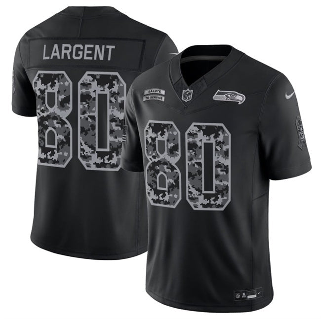 Men’s Seattle Seahawks #80 Steve Largent 2026 Salute to Service Black Limited Stitched Jersey