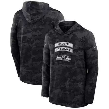 Men’s Seattle Seahawks Black 2026 Salute to Service Sideline Lightweight Dri-FIT Long Sleeve Top Hoodie