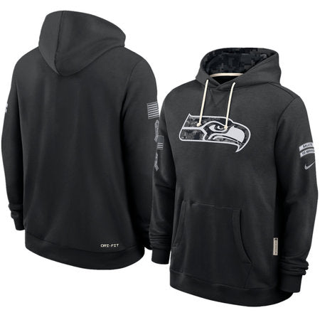 Men’s Seattle Seahawks Nike Black 2026 Salute to Service Sideline Dri-FIT Pullover Hoodie