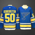 Men’s St. Louis Blues #50 Jordan Binnington Blue 2025 Stitched Hockey Jersey