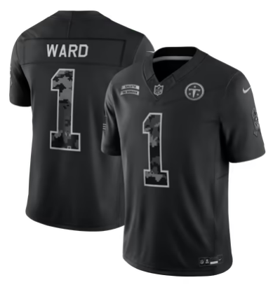 Men’s Tennessee Titans #1 Cameron Ward 2026 Salute to Service Black Limited Stitched Jersey