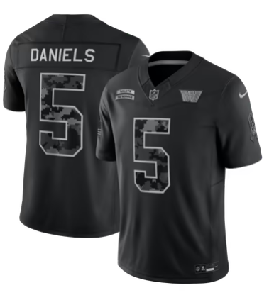 Men’s Washington Commanders #5 Jayden Daniels 2026 Salute to Service Black Limited Stitched Jersey