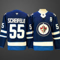 Men’s Winnipeg Jets #55 Mark Scheifele Navy 2024-25 With A Patch Home Stitched Hockey Jersey