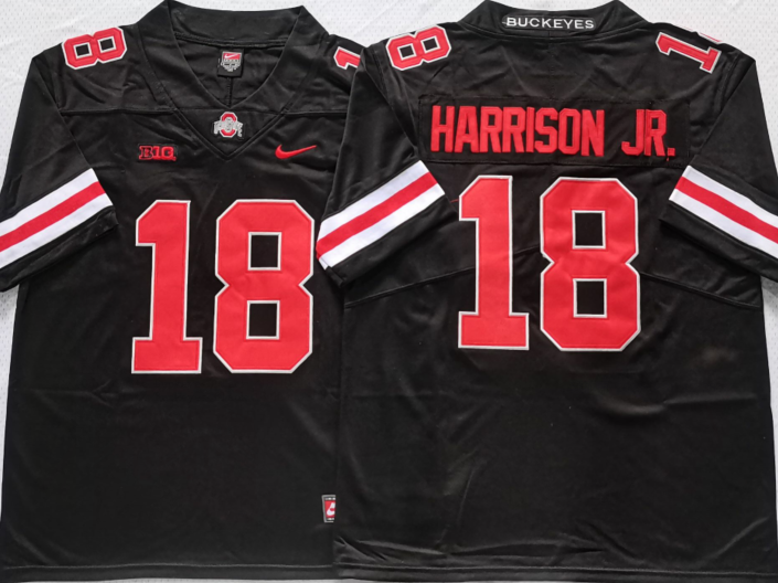 Ohio State Buckeyes Black #18 HARRISON JR. Stitched Jersey